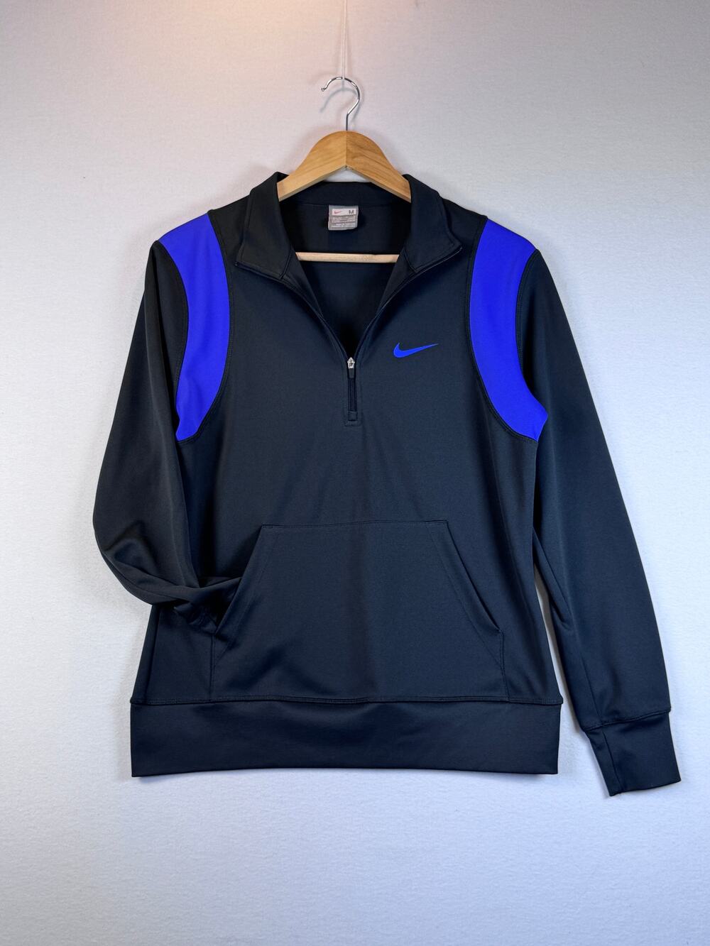 Nike Dri-FIT Women’s Medium Gray Blue Quarter Zip Pullover Track Sweatshirt Top